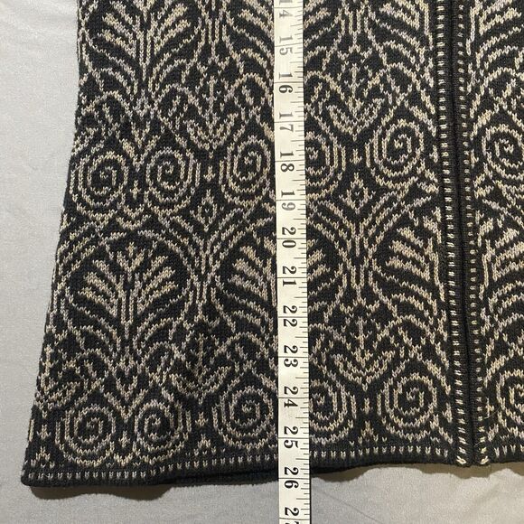 Nomadic Traders Women’s Size XL Chunky Knit Leaf Cardigan Sweater Full Zip Black - Picture 8 of 8